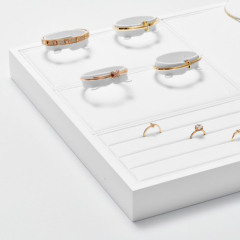 FANXI luxury white PU leather jewelry display stand set