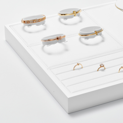 FANXI luxury white PU leather jewelry display stand set