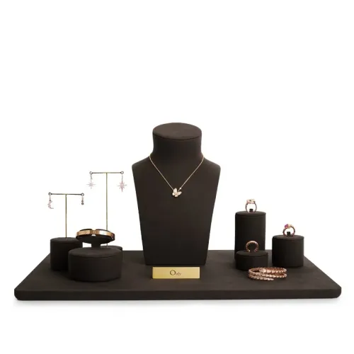FANXI brown colour microfiber jewelry display stand