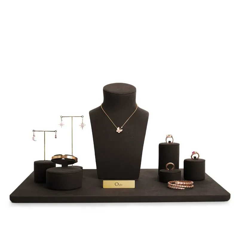 FANXI brown colour microfiber jewelry display stand