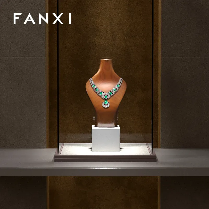 FANXI hot sale solid wood necklace display holder