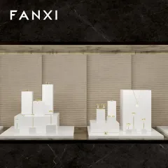 FANXI factory customize white colour wooden jewelry display