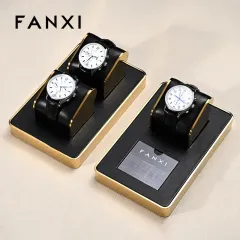FANXI factory metal frame watch stand display holder with black leather