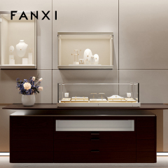 FANXI luxury metal frame jewelry stand with white PU leather