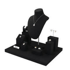 FANXI high end black microfiber jewelry display stand with metal frame