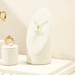 FANXI factory high end beige microfiber jewelry display set wooden