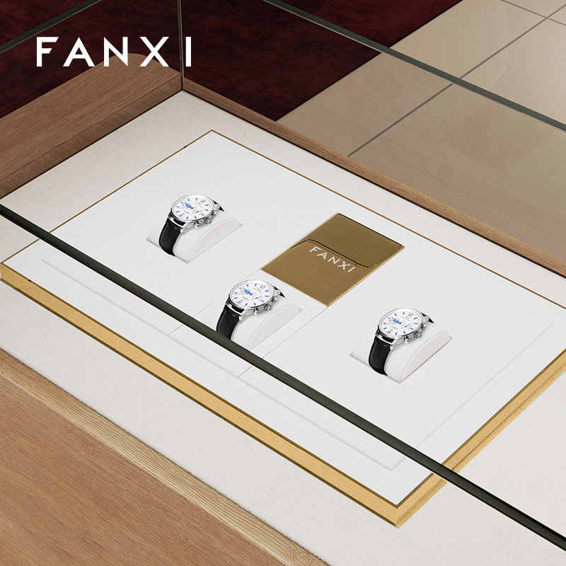 FANXI custom luxury white leather watch display stand