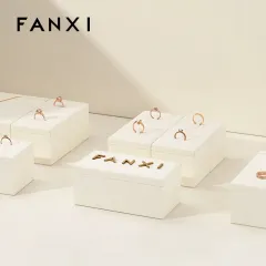 FANXI luxury beige microfiber jewelry display stand set