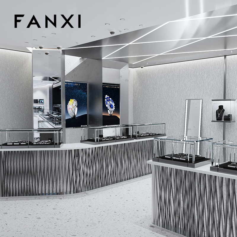 FANXI luxury black microfiber jewelry display stand with metal frame
