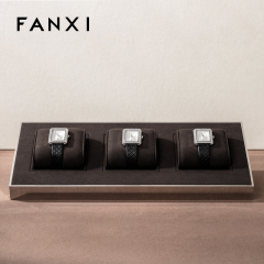 FANXI wholesale luxurious metal frame jewelry display with brown microfiber