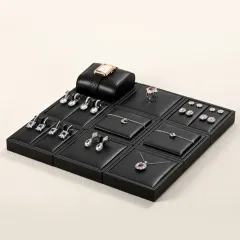 FANXI fashion black pu leather display for jewelry