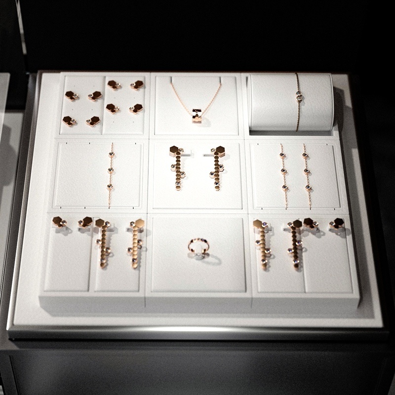 FANXI custom colour white leather jewelry display set