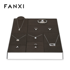FANXI new arrival metal fram jewelry display organizer with brown microfiber