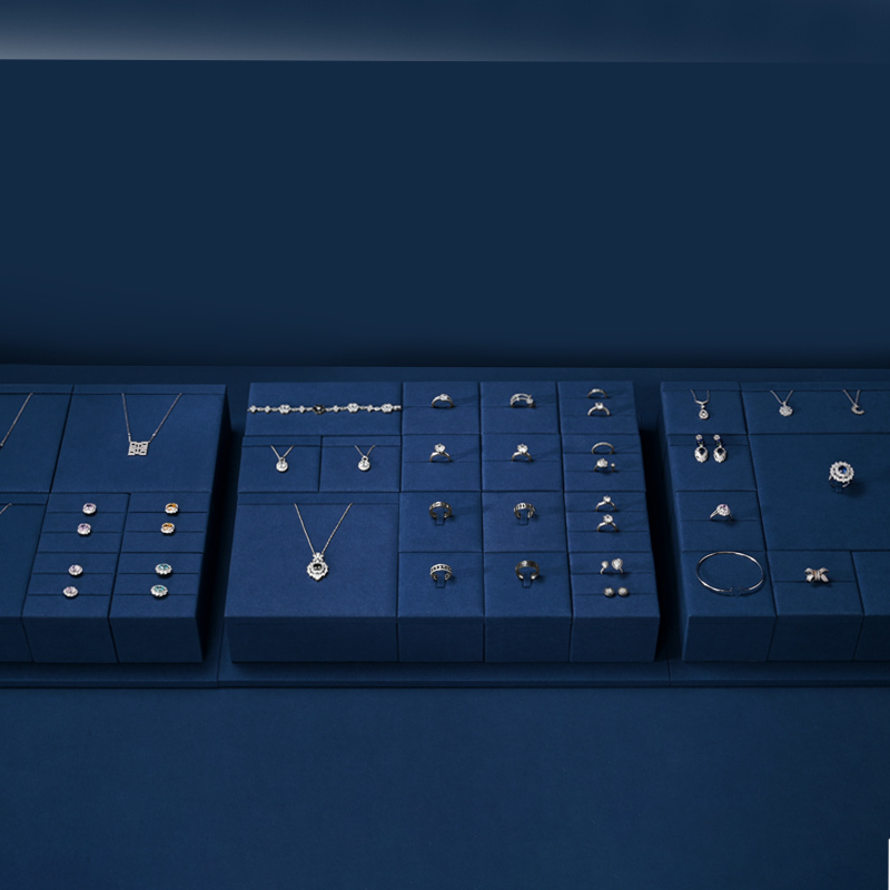 FANXI luxury blue microfiber jewelry display tray