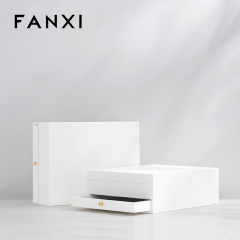 FANXI high quality white leather jewelry box with logo