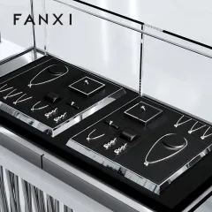 FANXI metal frame with black leather luxury jewelry display set