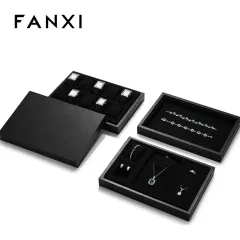 FANXI high end jewellery display stand with black colour microfiber and leather