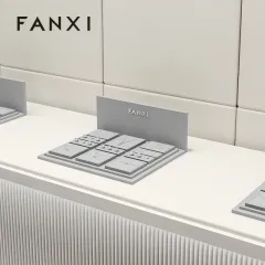 FANXI luxury wood jewelry display set with gray microfiber