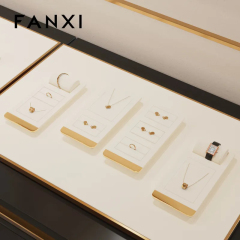 FANXI high end beige microfiber jewelry display stand with metal