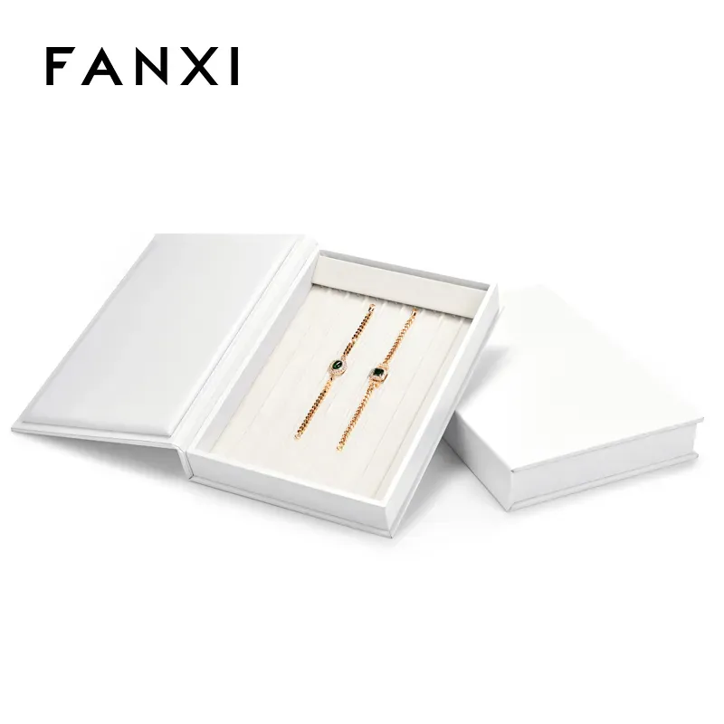 FANXI custom stackable jewelry tray with cream microfiber inside
