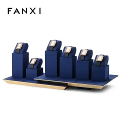 FANXI new arrival blue microfiber jewellery stand with metal frame