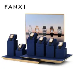 FANXI new arrival blue microfiber jewellery stand with metal frame