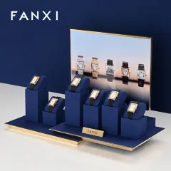 FANXI new arrival blue microfiber jewellery stand with metal frame