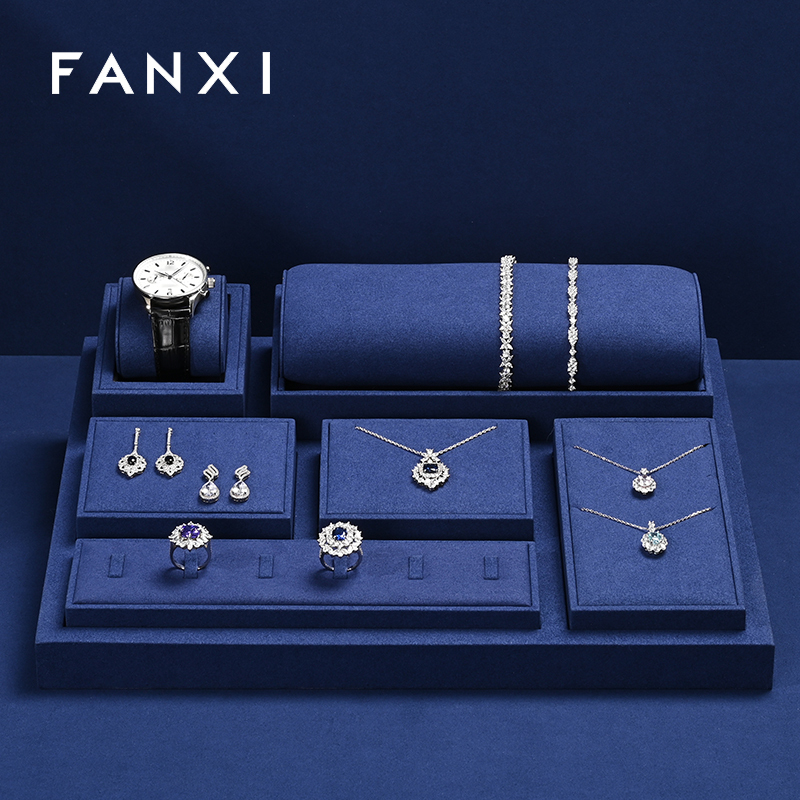 FANXI high end jewelry holder with blue microfiber