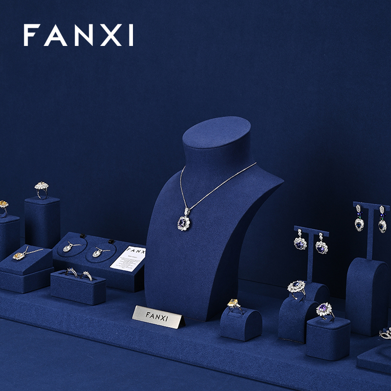 FANXI new arrival blue microfiber jewellery hanger