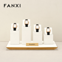 FANXI hot sale metal struture watch display stand with off-white microfiber
