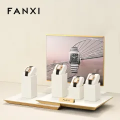FANXI hot sale metal struture watch display stand with off-white microfiber