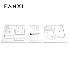 FANXI factory white PU leather jewelry exhibitors with metal structure