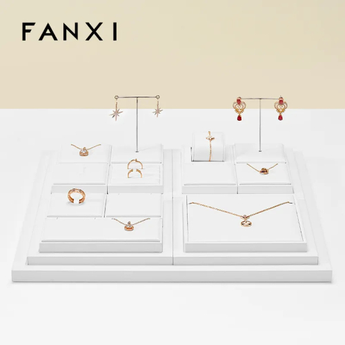 FANXI high end white colour leather jewellery display set