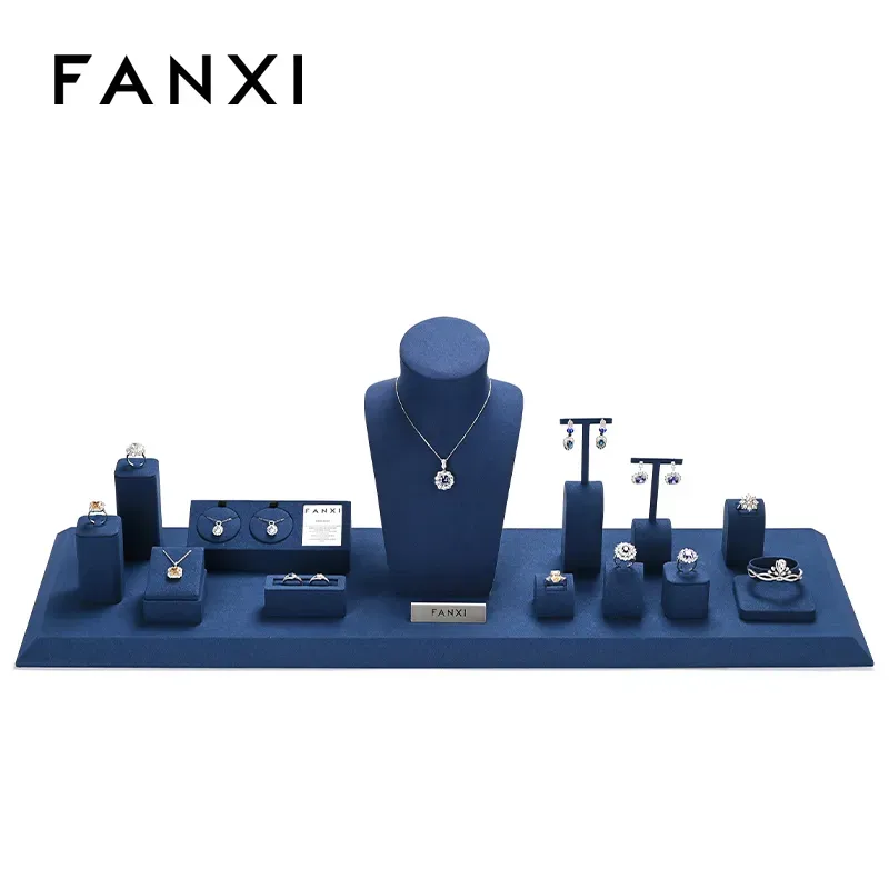FANXI new arrival blue microfiber jewellery hanger