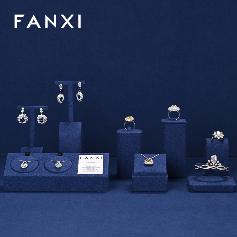 FANXI new arrival blue microfiber jewellery hanger