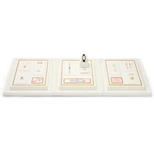 FANXI fashion beige colour metal jewellery display wrapped with microfiber