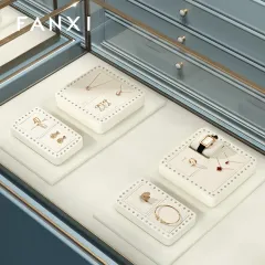 FANXI custom cream colour microfiber material jewelry display stand set