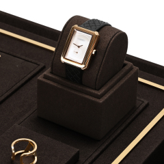 FANXI high end fashion brown microfiber jewelry holder with metal frame
