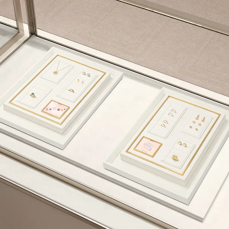 FANXI fashion beige colour metal jewellery display wrapped with microfiber