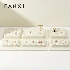 FANXI custom cream colour microfiber material jewelry display stand set