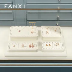 FANXI custom cream colour microfiber material jewelry display stand set