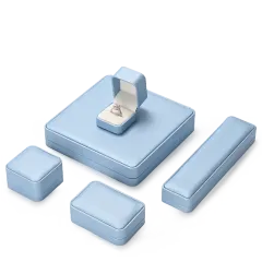 FANXI new arrival blue leather jewellery gift box with velvet inside