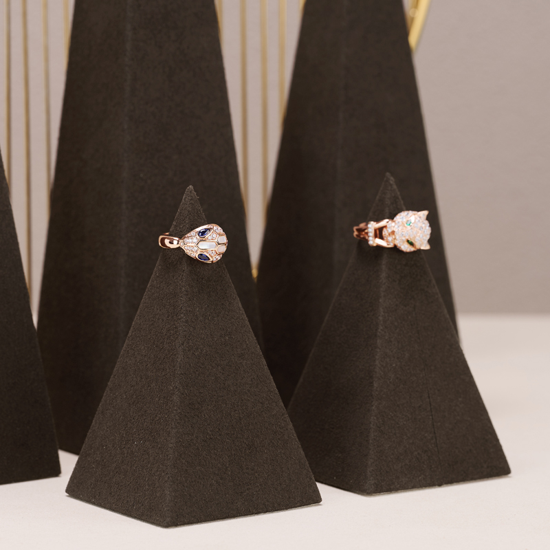 FANXI luxury brown Metal Microfiber jewellery display