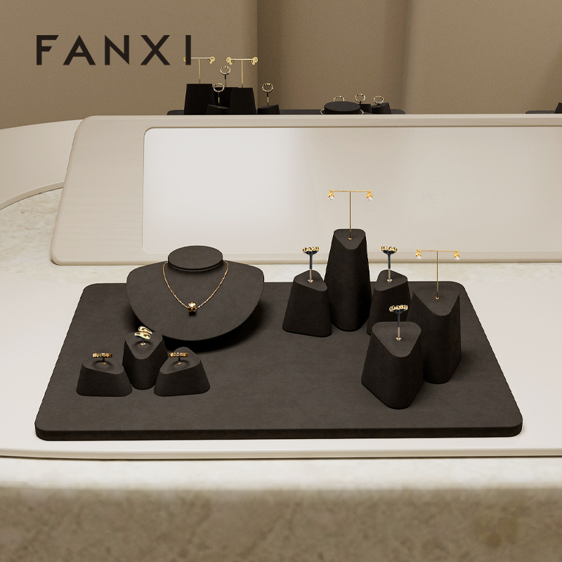 FANXI hot sale Brown Microfiber necklace stand display