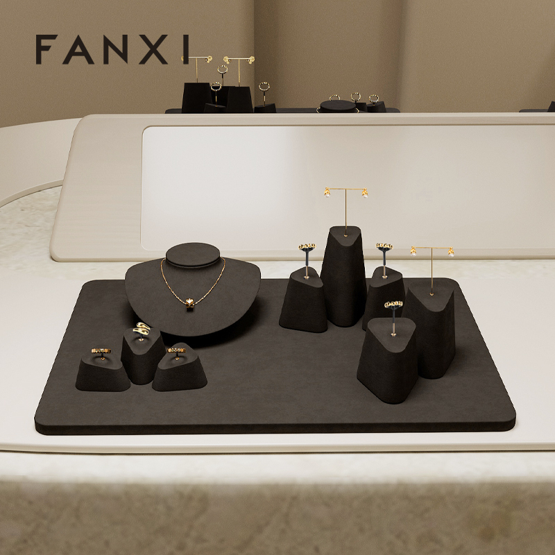 FANXI hot sale Brown Microfiber necklace stand display