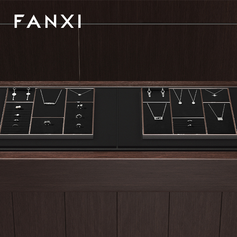 FANXI wholesale Black Microfiber Metal necklace display