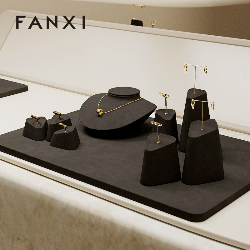 FANXI hot sale Brown Microfiber necklace stand display
