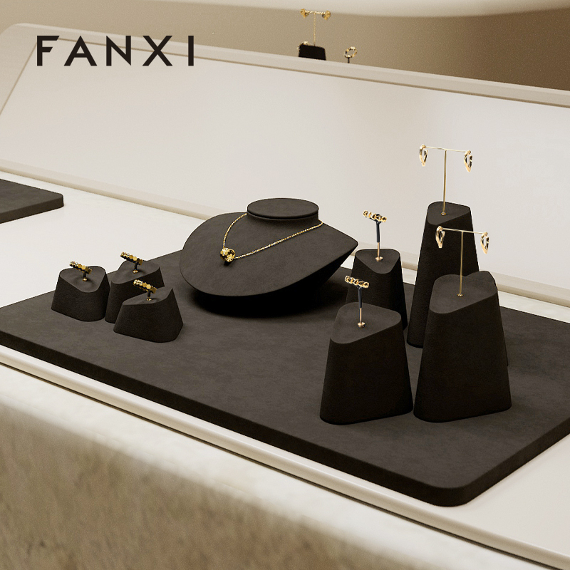 FANXI hot sale Brown Microfiber necklace stand display