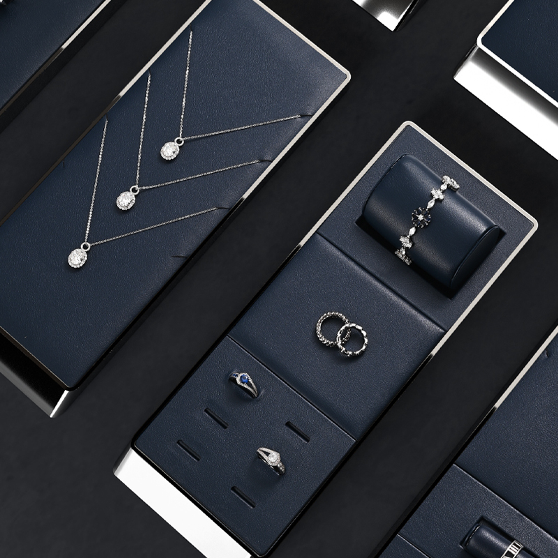 FANXI hot sale blue PU leather metal jewellery display