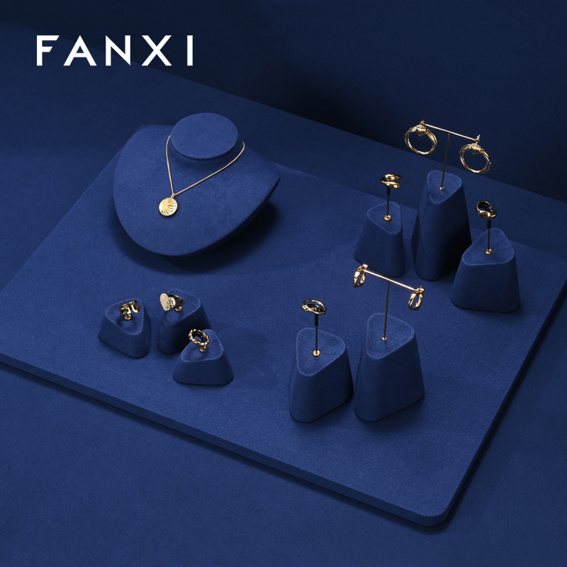 FANXI custom Blue Microfiber necklace display stands